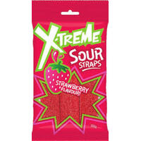 X-TREME Sour Straps Strawberry Flavour 160g