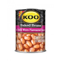 Koo Baked Beans in in Chilli Wors Flavoured Sauce 410g Tin PAST "BB"