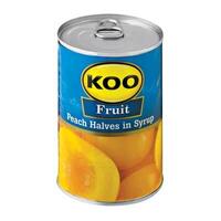 Koo Fruit PEACH HALVES in syrup 410g can